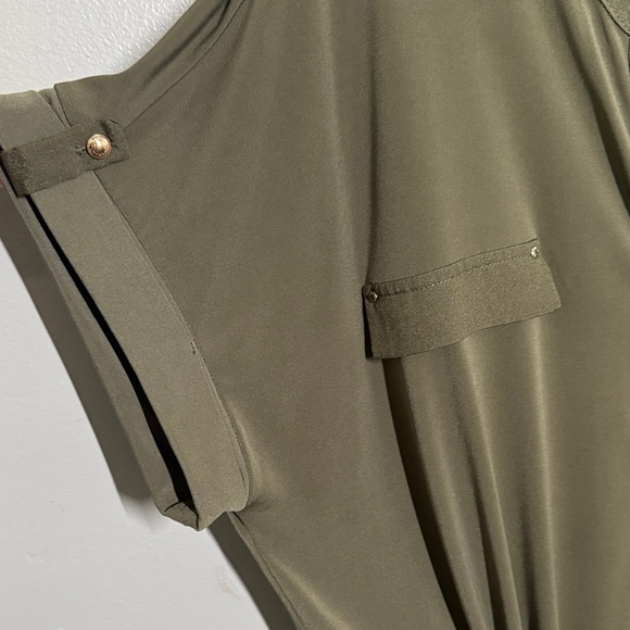 Calvin Klein Olive Button-Front Blouse - Picture 3 of 5